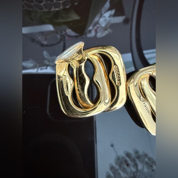 LOT 2039 24K gold plated Old Gucci vintage chain clip on earrings 1991 - Picture 11 of 16